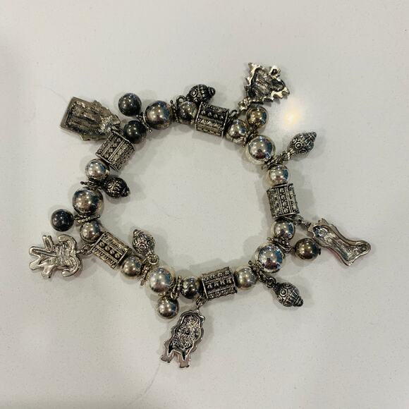 Silver Charm Bracelet Cherubs Angels and BEST FRIENDS plate OSFA - Picture 1 of 2